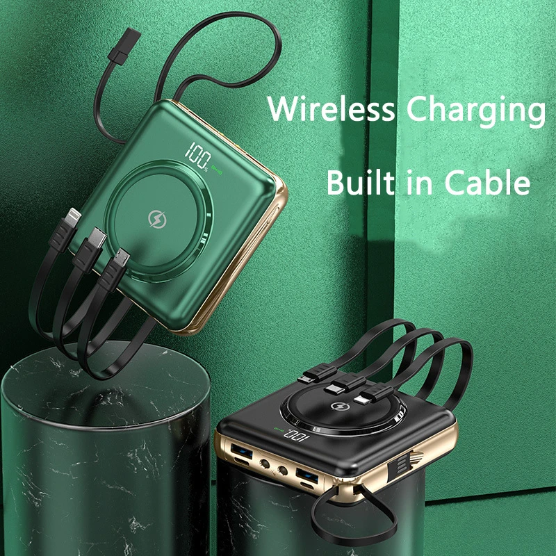 

Qi Wireless Charger Power Bank 10000/20000mAh with Cable Powerbank for iPhone 13 12 Samsung Xiaomi mi External Battery Poverbank