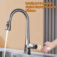 Kitchen Sink Intelligent Sensor Digital Display Pull-Out Faucet Non-Contact Switch Cold And Hot Three-Mode Outlet Basin Faucet 1