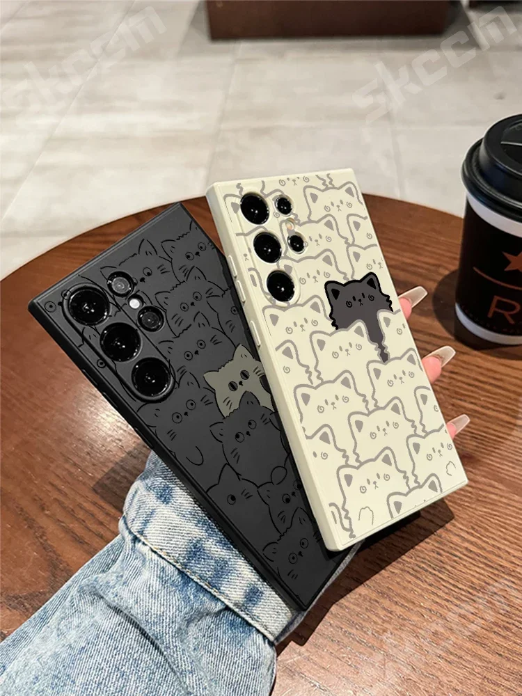 Charming Cartoon Cat Matte Phone Case Cover