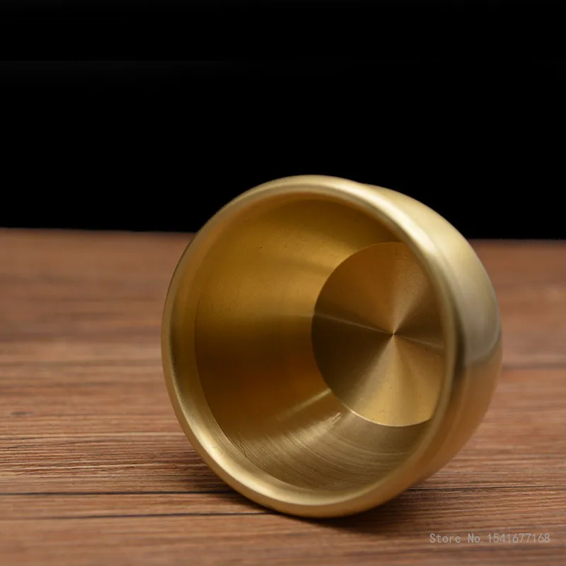 Creative Pure Copper Holy Water Cup, Relief Pattern, Wire Drawing Process, Buddhist Kung Fu Supplies, Brass Decorative Bowl, 1Pc