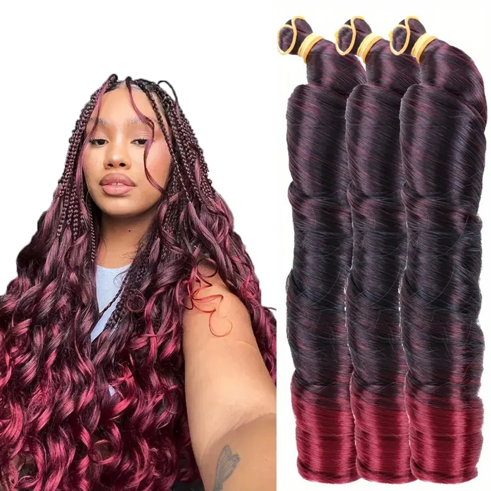 French curl braiding hair detail image 9