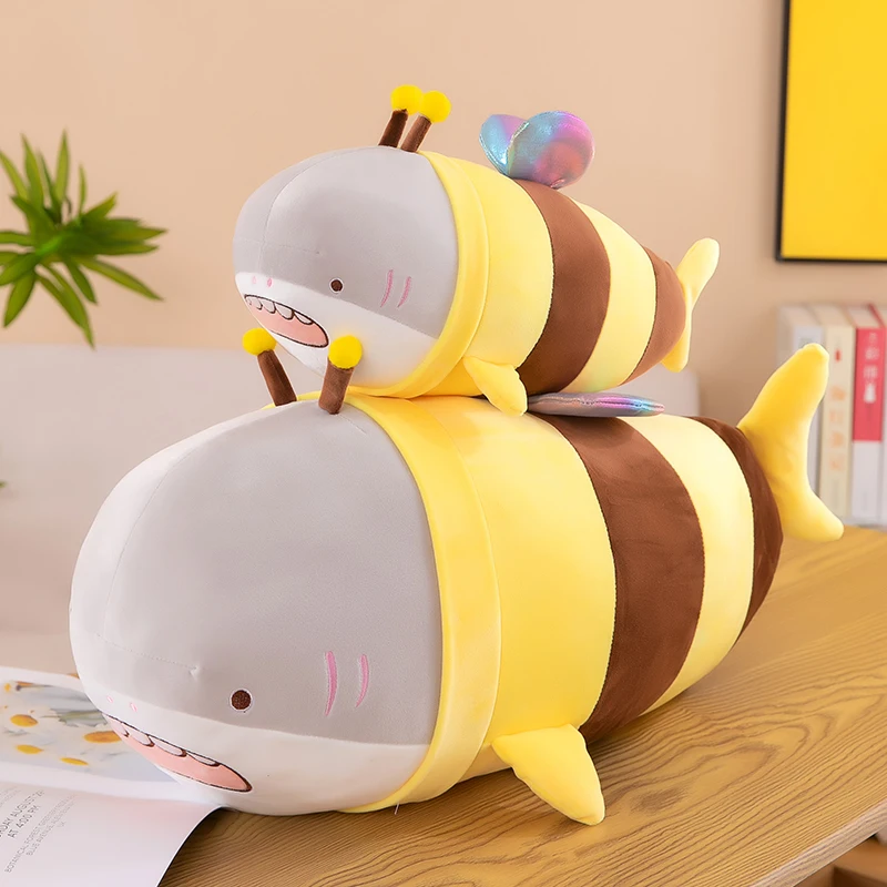 

70cm Shark Bee Shark Bee Doll Shark Hug Pillow Action Figure Plush Toy Doll Sleeping Hug Birthday Gift Funny