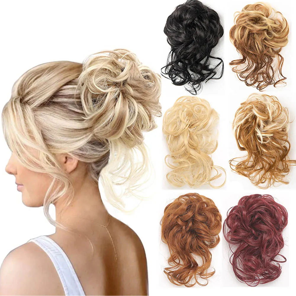 

Messy Bun Hair Piece Claw Clip Curly Wavy Faux Hair Bun Tousled Updo Hair Extensions Scrunchie Long Beard Chignon Buns