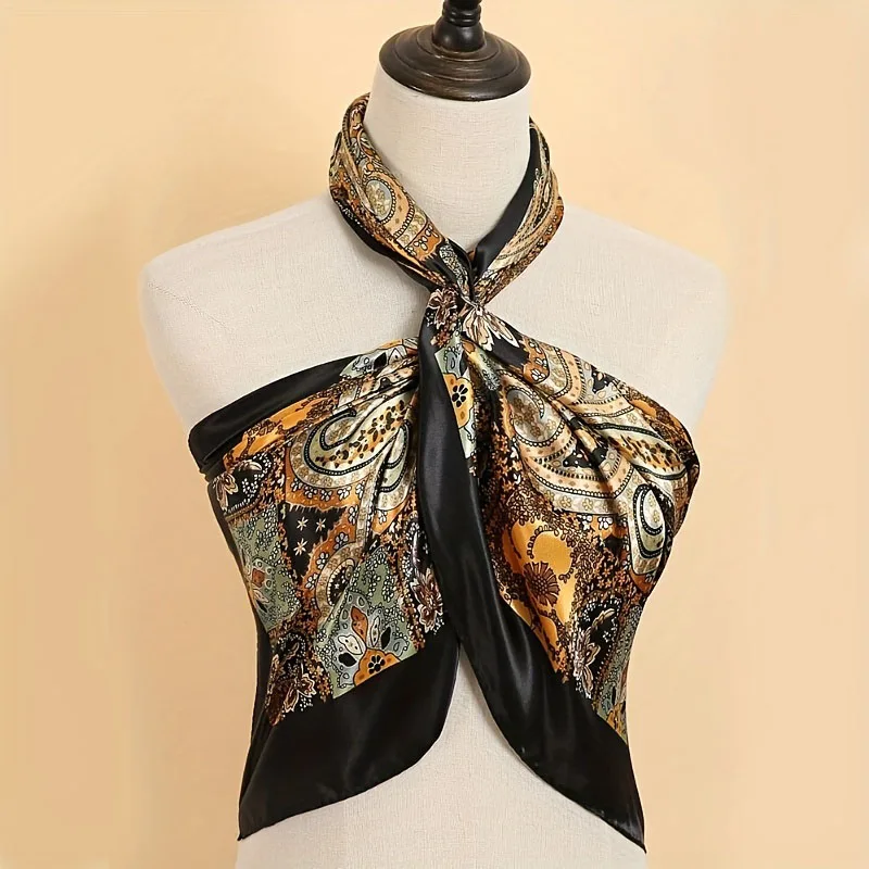 Versatile, fashionable, personalized, retro print, large cashew nut square scarf, wrapped vest, multiple wearing options, gauze, 3