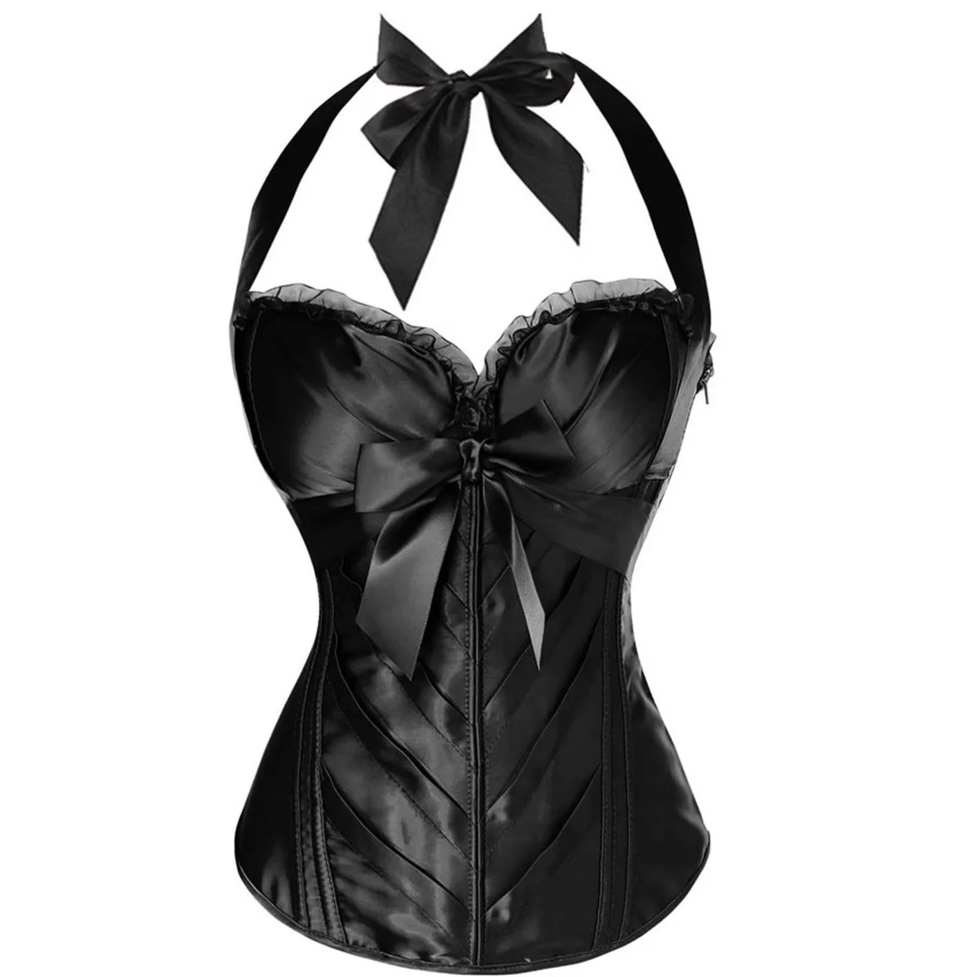 Dirbzil Satin Overbust Corset With Strap main image 1