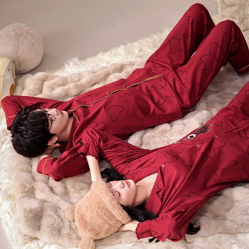 2023 New Cardigan Cotton Nightwear for Couples Autumn Pajamas Set Women and Men Matching Home Clothes pijamas para parejas