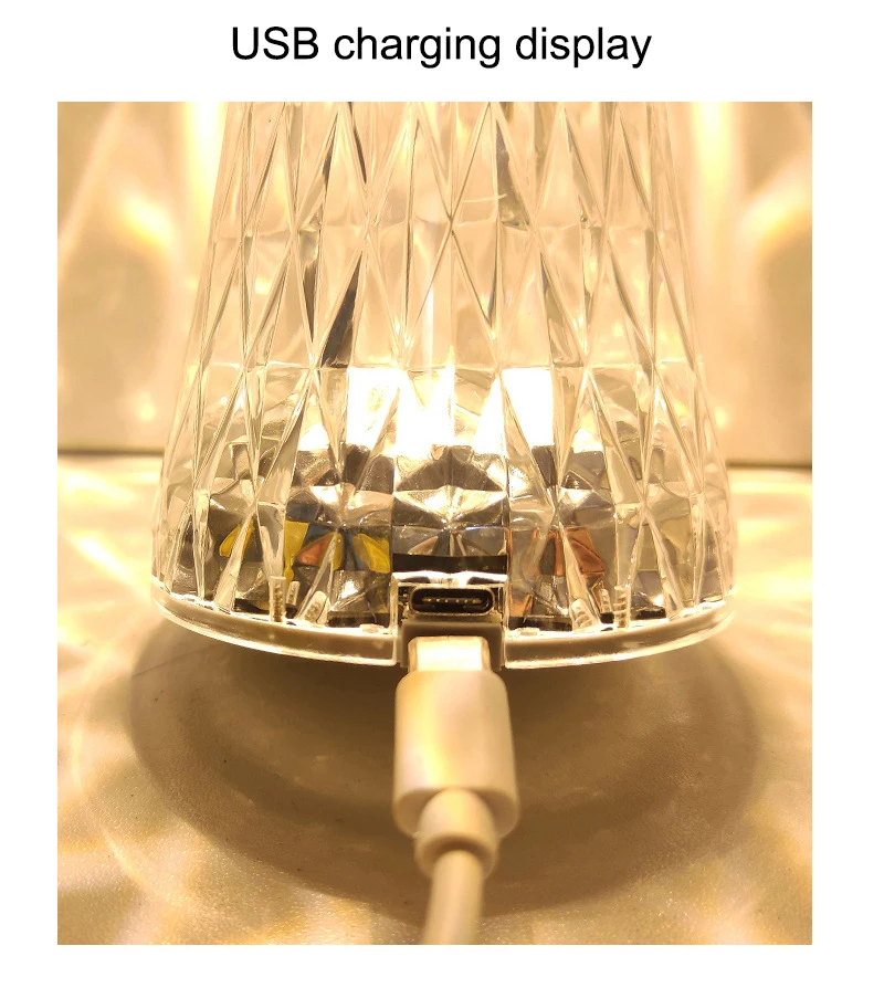 LED Touch Sensor Diamond Table Lamp Small Waist Crystal Decoration Light For Bar Bedroom Bedside Coffee Desk Night Lighting Gift