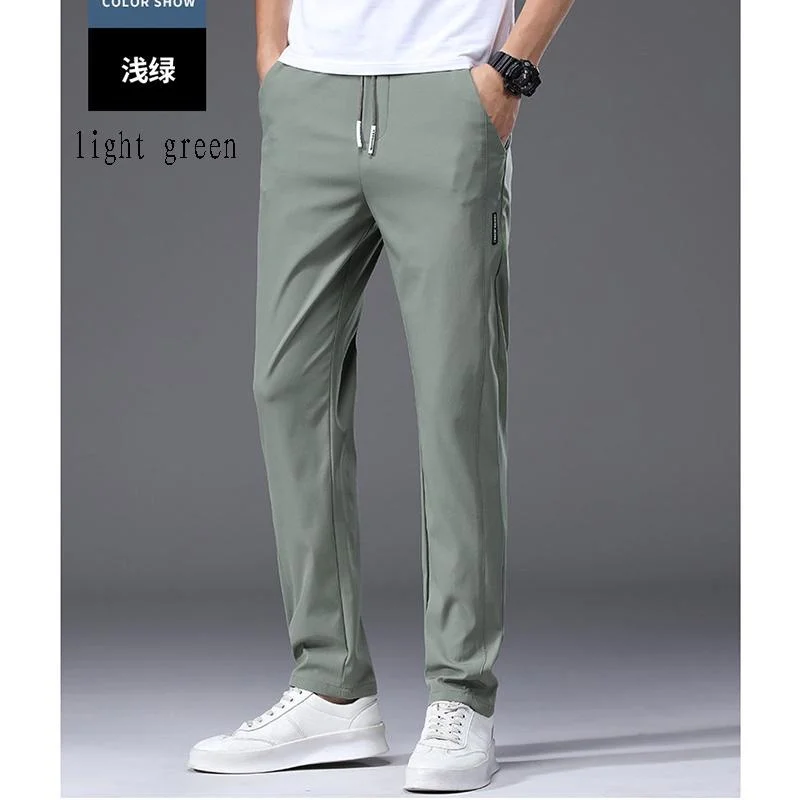 2024 Summer Men's Thin Casual Pants Men's New Versatile Ice Silk Breathable Cool Slim Casual Pants