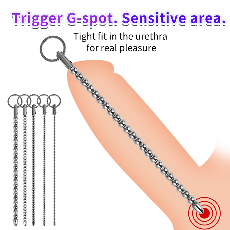 Urethral dilator silicone urethral dilator Stainless steel bead Horse Eye Stick Urethran Expander Sextoys SM Penis Plug Men Urethra Masturbation Stimulator Adult Supplies