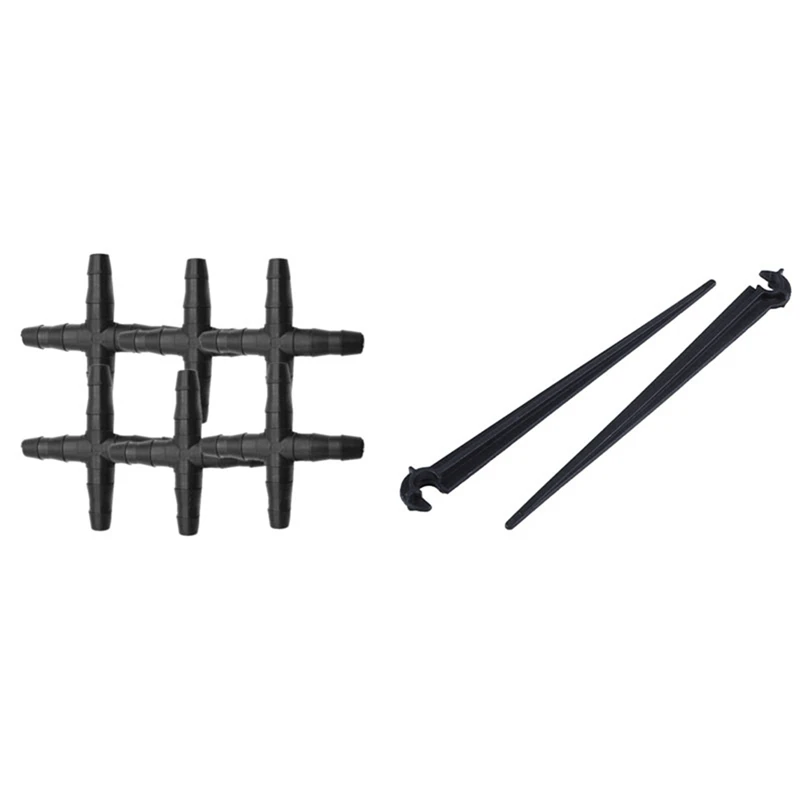 50 Pcs Hose Cross Straight Connector &amp 50Pcs C-Shaped Garden 4 / 7Mm Drip Irrigation Pipe Bracket Promotion |