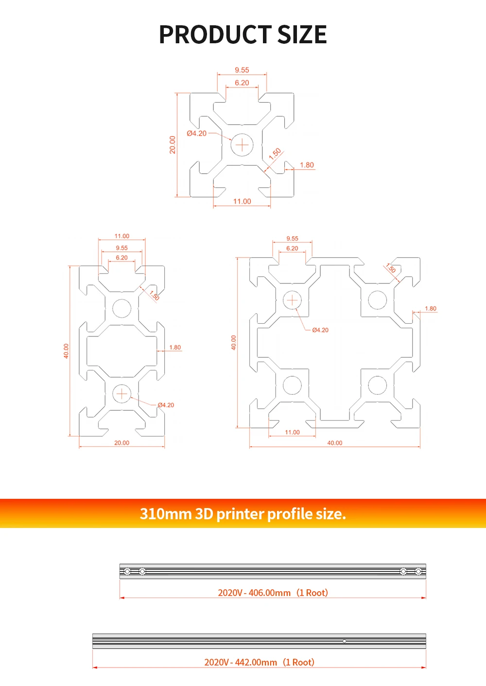 3d ender3 adequado para 235mm 310mm perfil