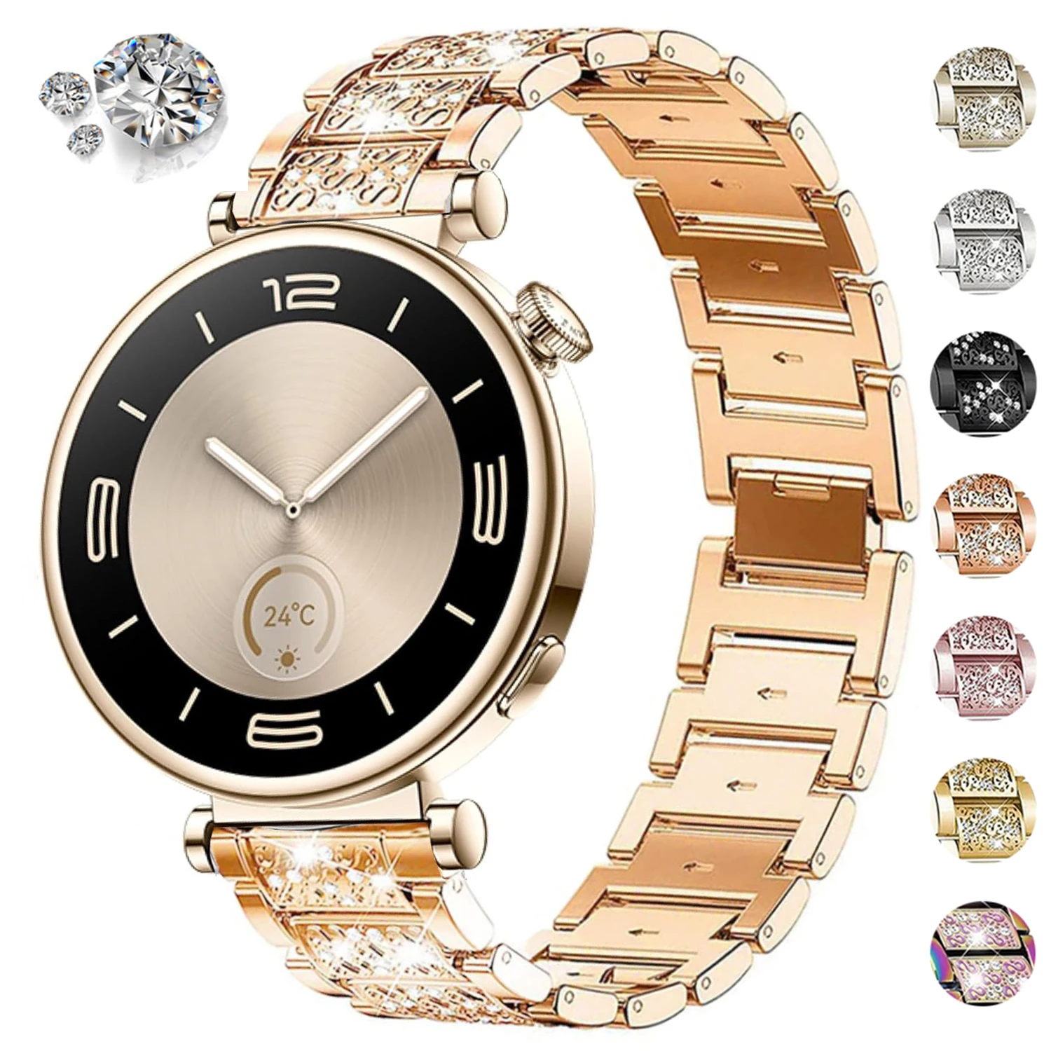 Elegant Diamond Bracelet - Women's Luxury Metal Strap