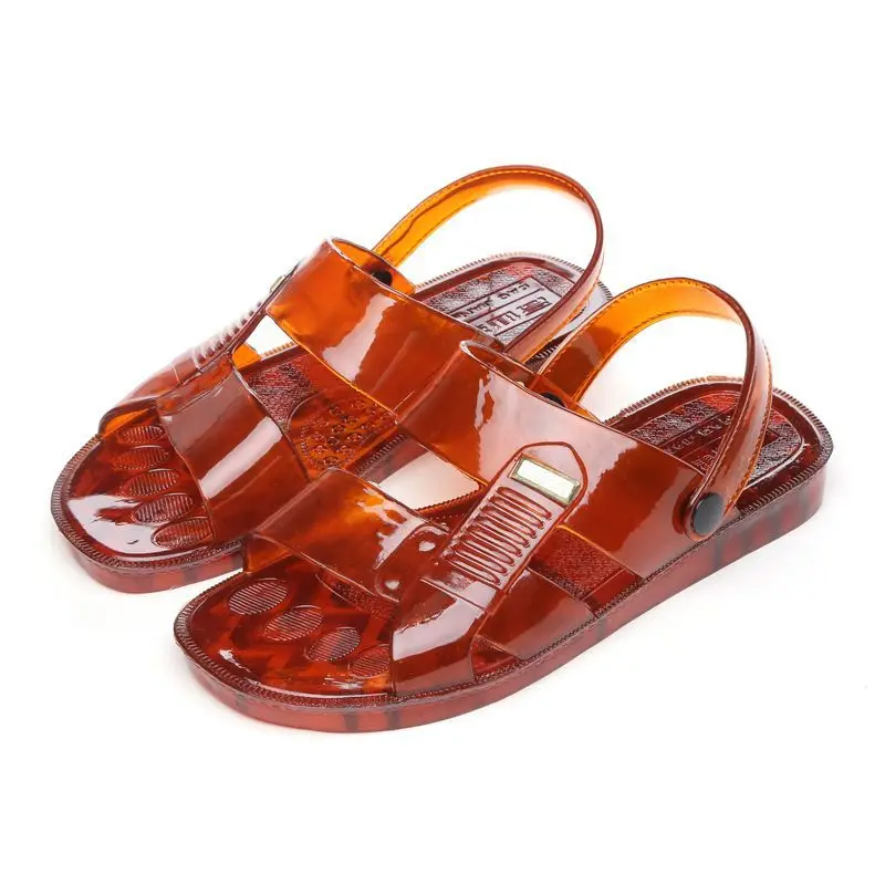 

Man's Sandals Summer Jelly Shoes Flat Slippers Household Outdoor Retro Sandals Transparent Sandals Shoes for Man
