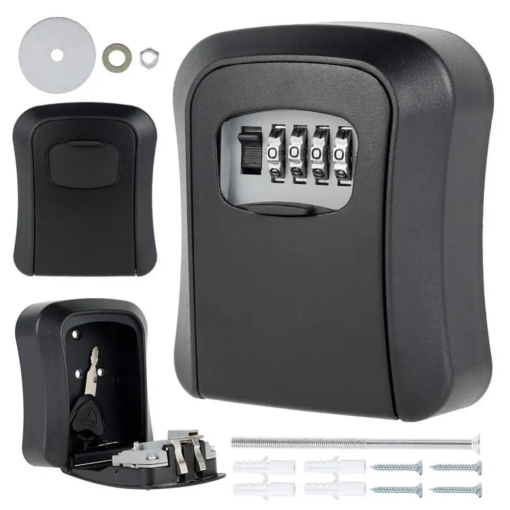 1~6PCS Wall Mount Key Storage Secret Box Organizer 4 Digit Combination Password Security Code Lock No Key Home Key Safe Box