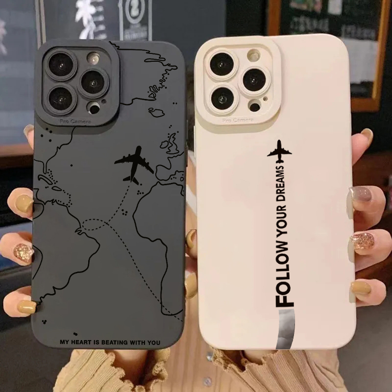 Travel-nspired Airplane Route Desian Phone Case For iPhone 15 14 11 12 13 16 Pro Max Mini 7 8 Plus X XR XS Max 16E SE Soft Cover