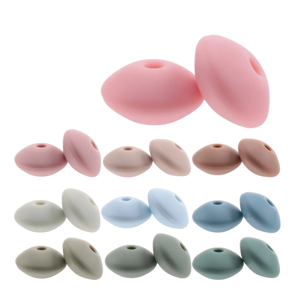12mm 100pcs Silicone Lentil Beads BPA Free Baby Teether Pacifier Chain Clip Accessories Newborn Tooth Care Bitting Toy