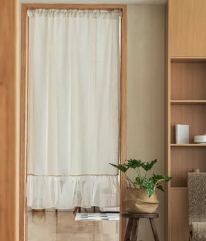 Tende da cucina Boho, tenda moderna in cotone e lino da fattoria, decorazione per tende semitrasparente a piccoli livelli con volant per caffè 1