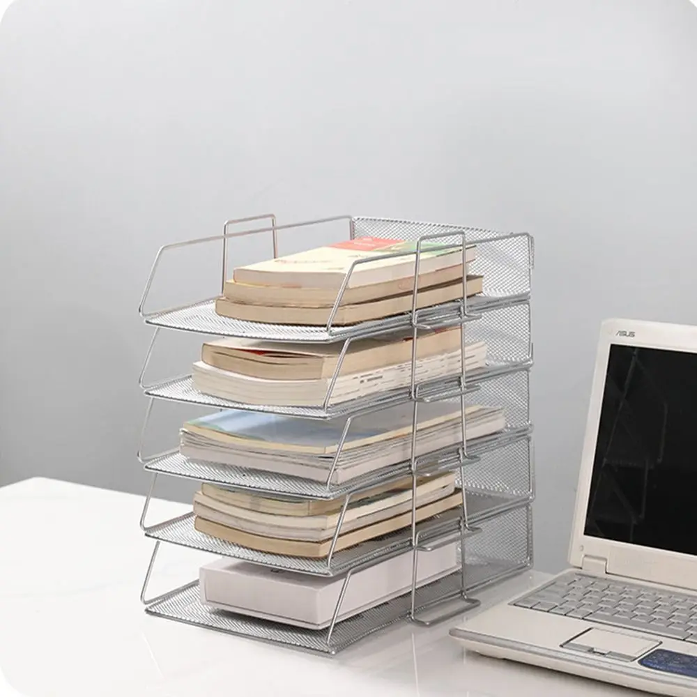 

Office File Box Desktop A4 Document Organizer Stackable Laminated Papers Rack All-purpose Bathroom Storage Tray for Home