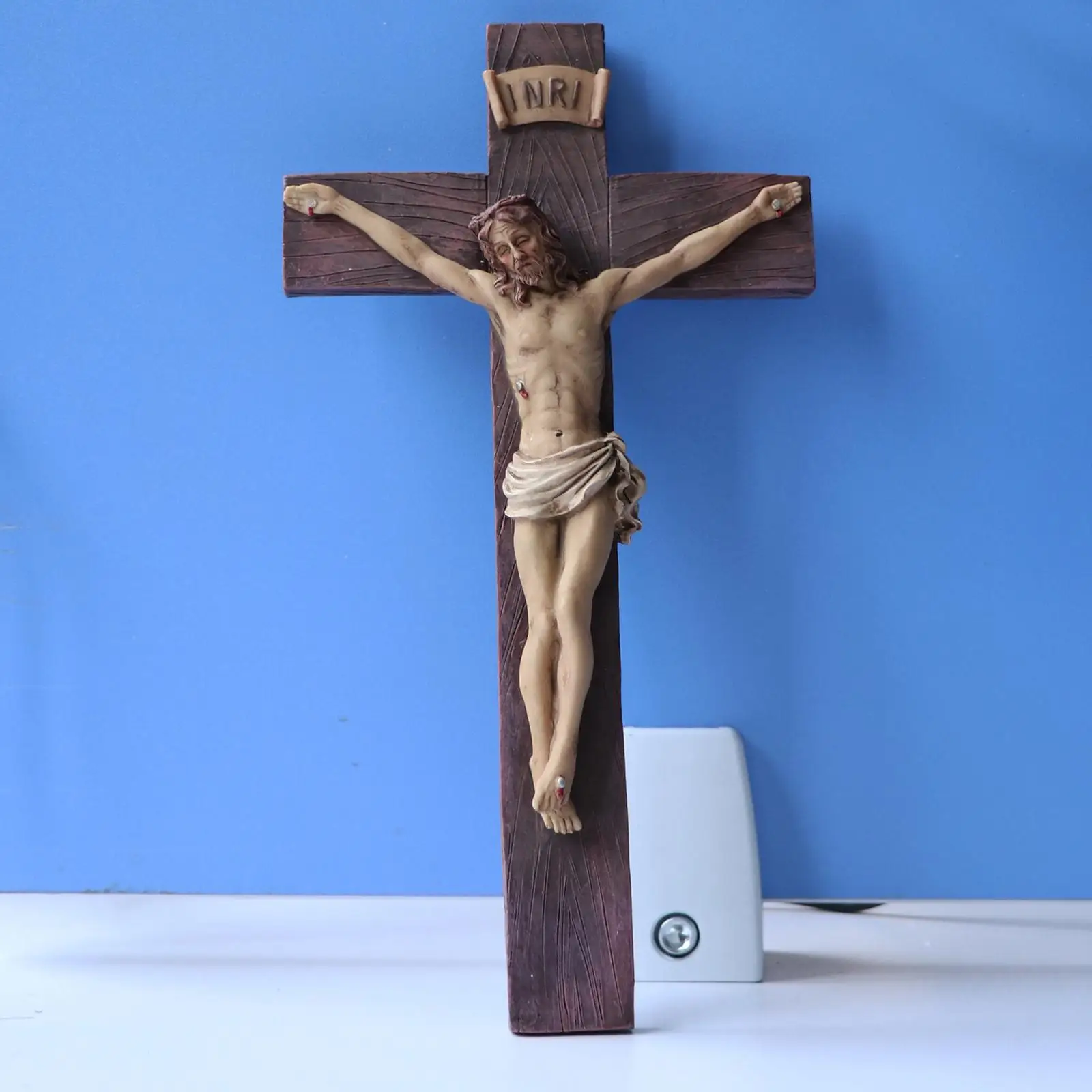 Resin Crucifix Jesus Christ Cross Statue Figurine Perfect Gifts for Car Home Chapel Decoration Collective