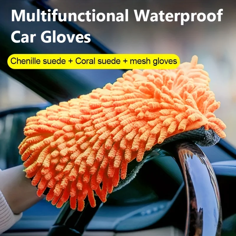 Car Wash Mitts,Chenille Coral Fleece Car Cleaning Tools,Plush Bear Paw,Non-Damage Paint,Car Cleaning Gloves