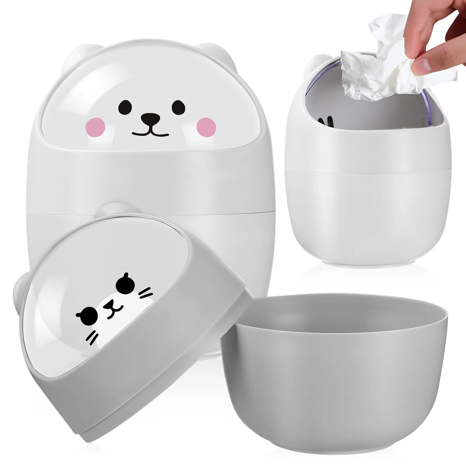 2Pcs 조리대 쓰레기통 사랑스러운 고양이 모양의 쓰레기통 다양한 장면에 적합한 실용적이고 안전한 플라스틱 좋은 경험