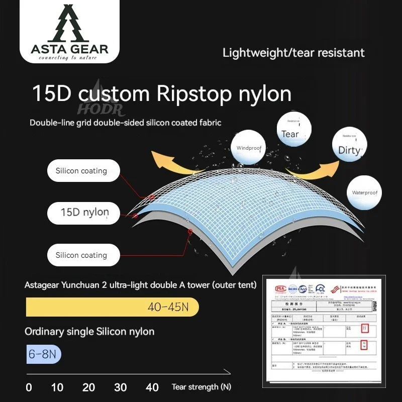 [HODR] ASTA GEAR Yun Chuan Tent Camping Season Tent Duo 2-person Ultralight Silicon-coated 15D Nylon Rodless Trekking Yunchuan2