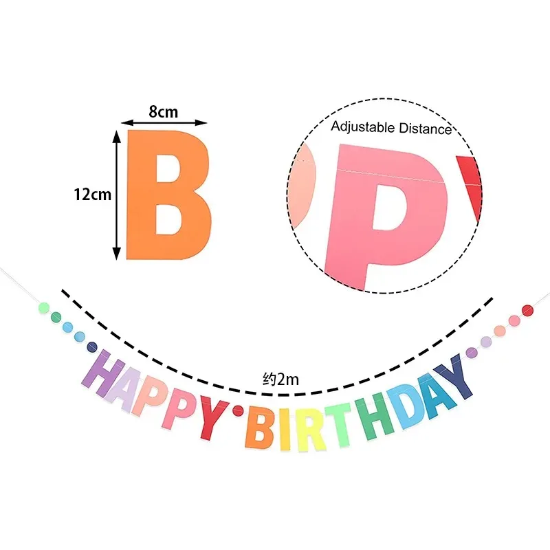 Rainbow Color Gradual Birthday Banner 1st Birthday Party Decoration for Girl Boy Baby Shower Gender Disclosure