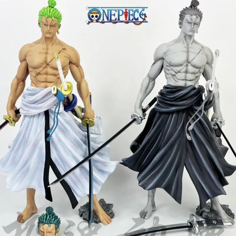 

25cm One Piece Roronoa Zoro Action Figurine 2 Heads 2 Color Statue Desktop Decoration Collectible Model Toys Gift Anime Figures