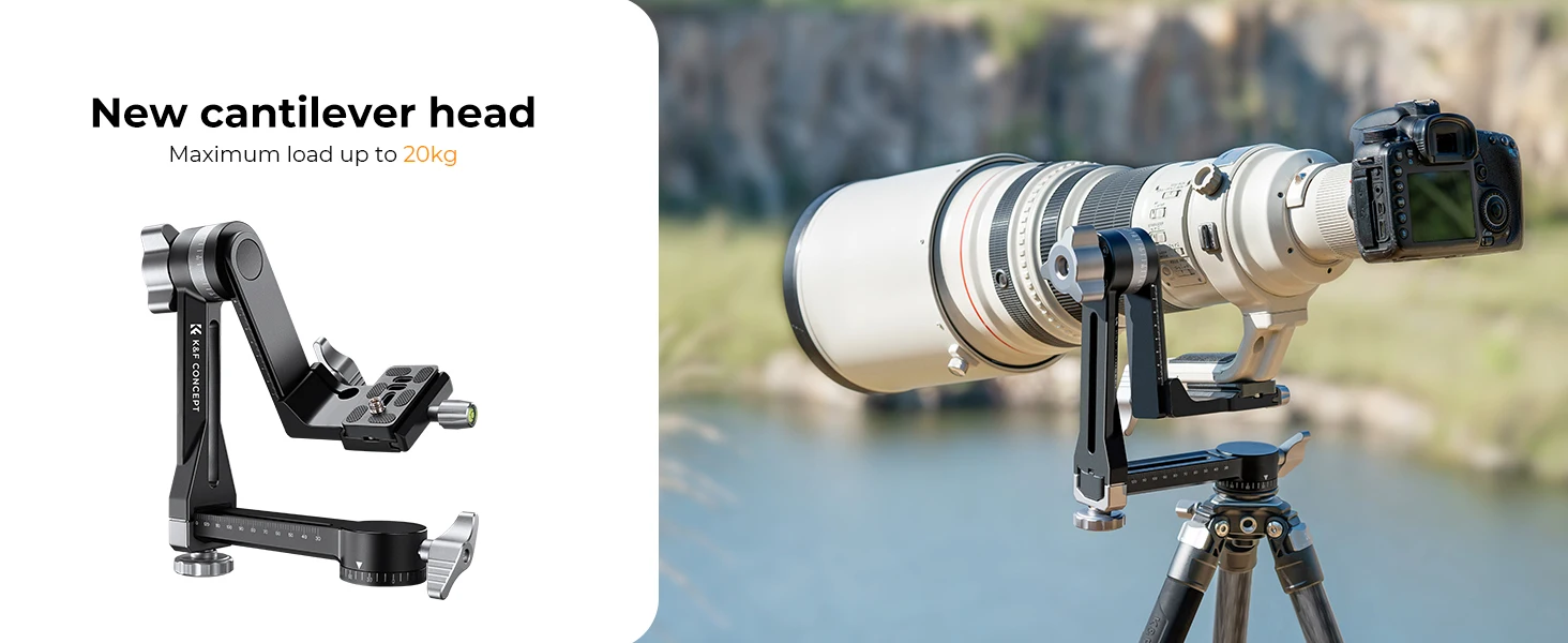 Description Picture 4 of itemK&F Concept Tripod Gimbal Head Aluminium Alloy Heavy Duty 360° Panoramic Head with 1/4" Quick Release Plate for DSLR Cameras
