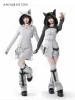 Original Street Hot Girl Sweet Removable Sleeve Hooded Jacket Sleeveless A-line Dress Subculture Two-Piece Sets Womens Outfits 1
