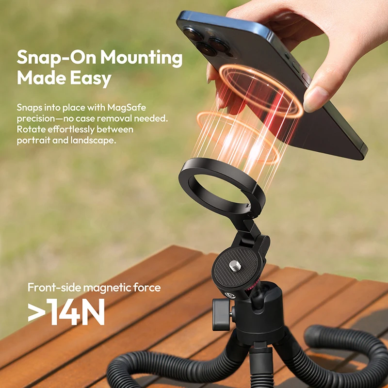 Ulanzi MT30 Magnetic Flexible Tripod for Photography Phone Camera 360° Adjustability Ballhead Wrappable Legs Tripod Outdoor Vlog