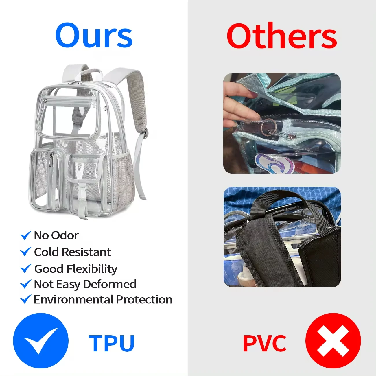 MOK Women Gray Transparent Jelly Backpack Backpack, Fashion Student Lightweight Women Backpack Ladies Casual Simple Backpack