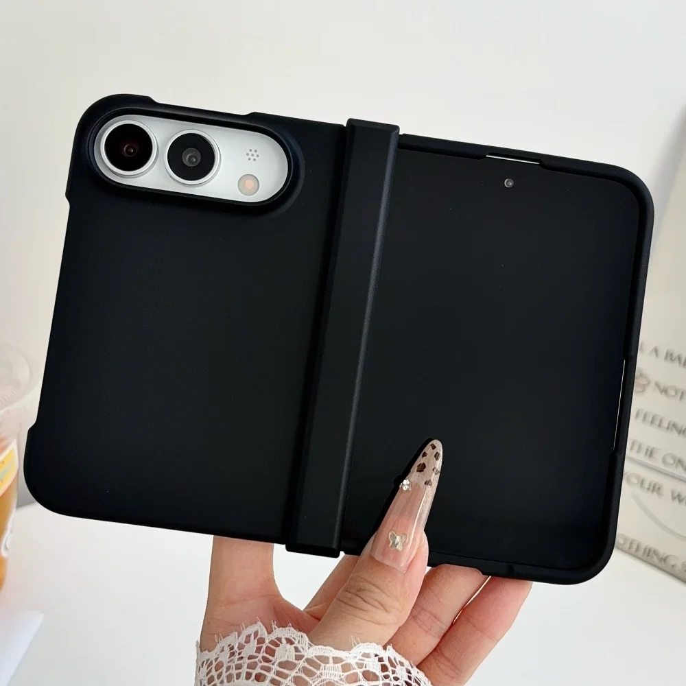 Matte Solid Color Shockproof Folding Phone Case with Hinge Protection