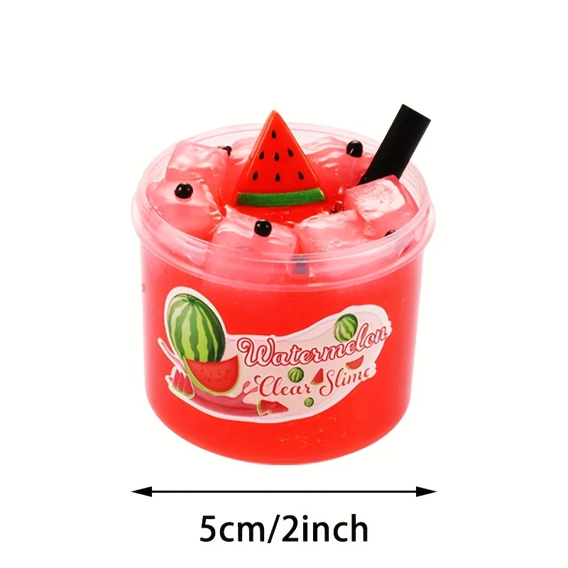 2.37oz Clear Jelly Cube Crunchy Slime kit Soft Watermelon Stretchy Non-Sticky DIY Crystal Mud Charms Slime Party Favors Gifts 3