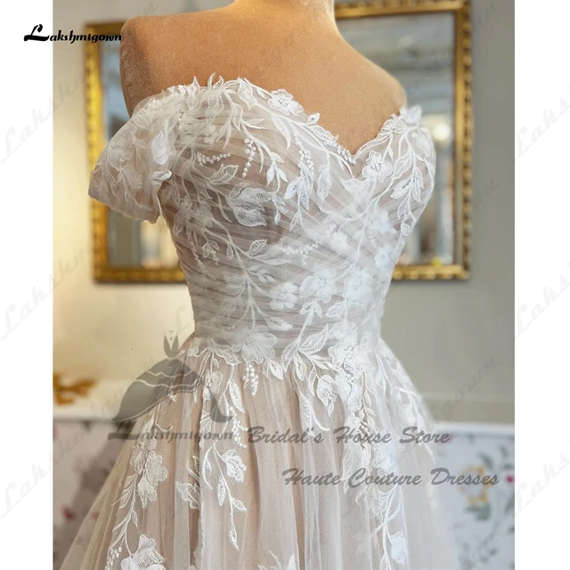 Lakshmigown Sparkly Boho Lace Corset Wedding Dresses 2023 Robe Mariage Off  White Princess Tulle Bridal Gowns Off the Shoulder - AliExpress