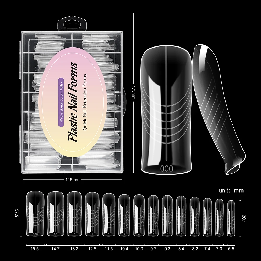 BNG 140 Stück obere Formen für Nagelverlängerungen, elegantes, quadratisches Dual-Formen-Nägel, UV-Gel-Nagellack, schnelle Gebäudeform, wiederverwendbare Nagelform – Detail 7