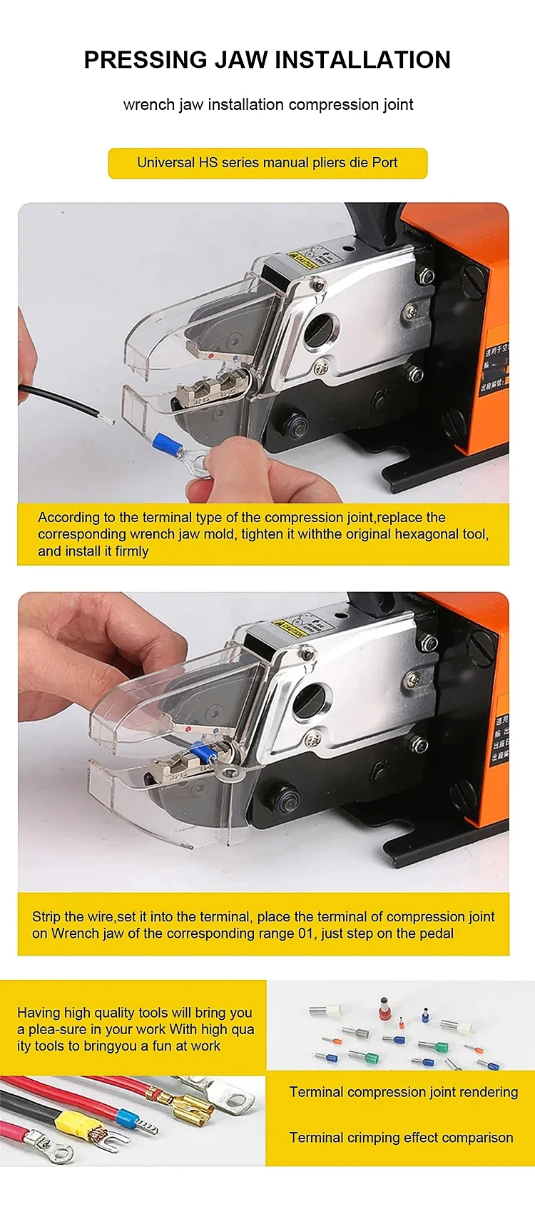 JH AM-10 Pneumatic Terminal Crimping Machine Tool Cold Press Insulated Tube Term