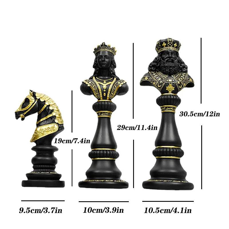 NORTHEUINS-Estatuetas Internacionais de Xadrez para Decoração Interior,  Estátua do Rei Rainha, Tábua de Xadrez, Xadrez