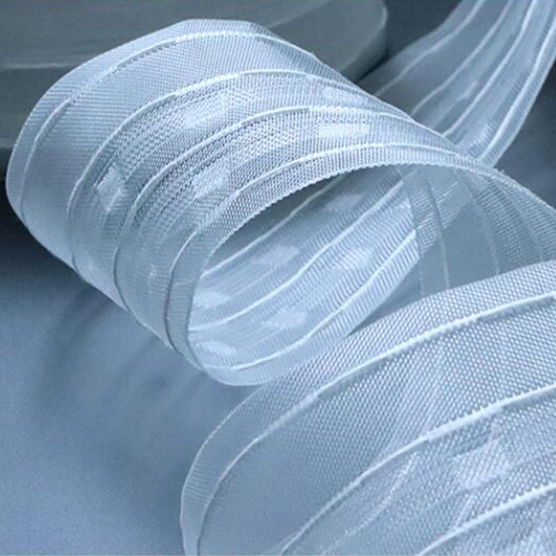 10/20M Curtain Heading Tape Rod Pocket Transparent Curtain Accessories Diy Pleated Folds Pull Ribbon Nylon Install Tape