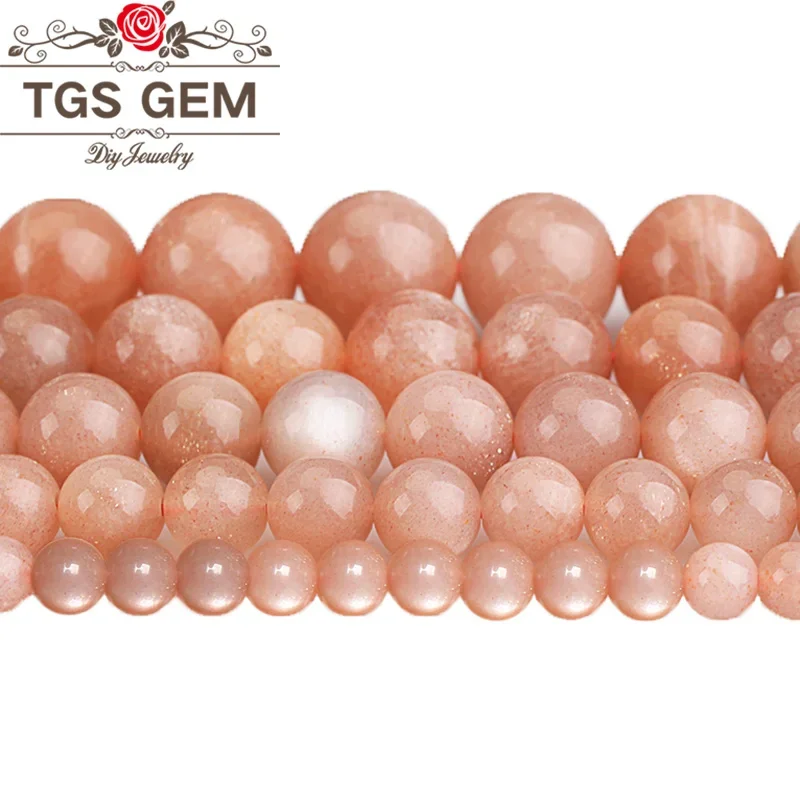 

Natural Stone Beads Sunstone Moonstone Gem Stone Round Loose Beads Beads For Bracelets Necklace Jewelry Making 4 6 8 10 12mm