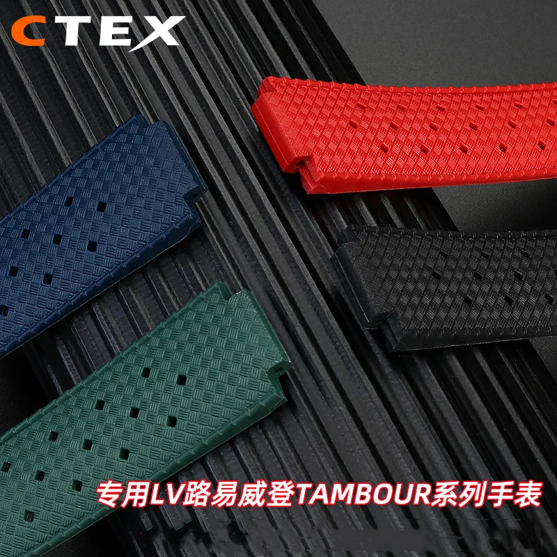 Rubber watchband For LV Watch Raised Mouth for Louis Vuitton Tambour Series  Q1121 Dedicated band Men Women Q114k Watch Strap - AliExpress