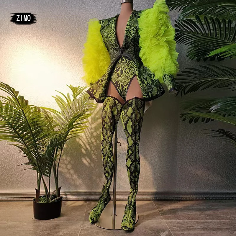 Three piece set women leotard bodysuit outfit for Halloween performance dance dress women costume set women dance costume stage performance costume
