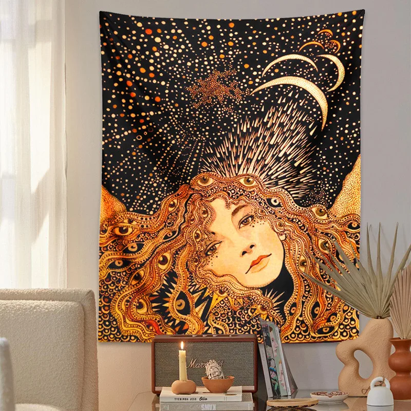 

Blonde Haired Girl Printed Tapestry Bedroom Wall Carpet Ethnic Psychedelic Home Decorative Tapestry Dorm Wall Hanging Cloth