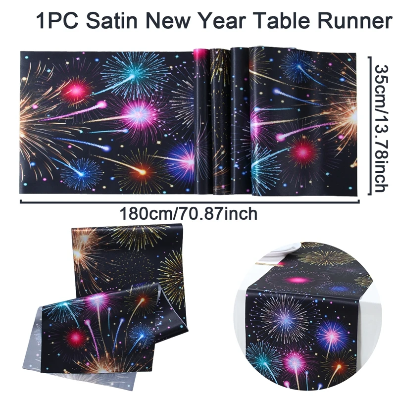 Description Picture 3 of itemNew Year Table Runner Xmas Fireworks Table Decor for Home 202as Mirror Ball Xmas Ornament Navidad Natal Happy New Year Gift 2025