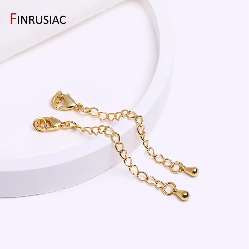 18K 골드 도금 60mm 팔찌 테일 익스텐더 체인, 황동 금속 하트 연장 체인, 쥬얼리 제작 DIY 쥬얼리 액세서리