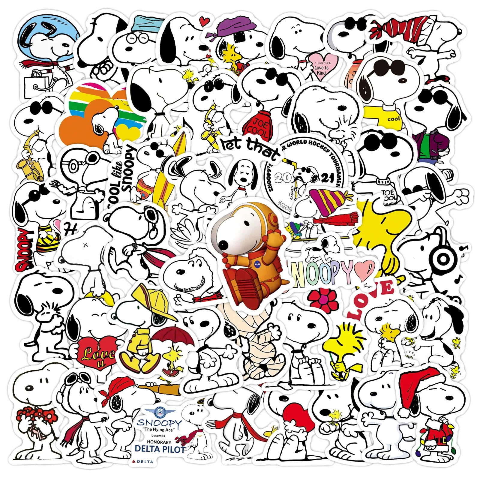 50 pezzi di cartoni animati SnoopyDog adesivi per bambini laptop skateboard graffiti skateboard laptop bottiglia d'acqua adesivo moto decalcomania giocattolo