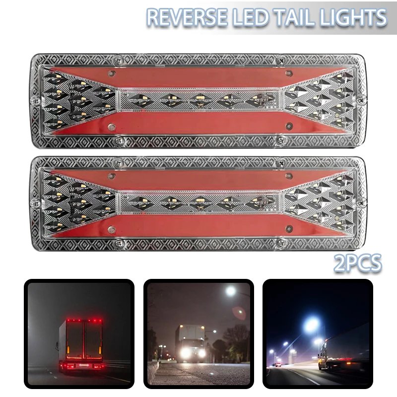 

2PCS 12V Dynamic LED Car Truck Tail Light Turn Signal Rear Brake Light Reverse Signal Lamp Tractor Trailer Lorry Bus Campers