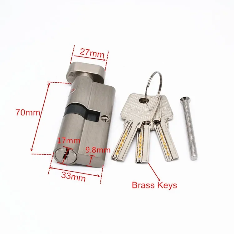 Description Picture 2 of item70mm Black Chrome Plated Brass Door Lock Cylinder With 3 Brass Computer Keys Anti-theft Home Security Cylinder With Knobs