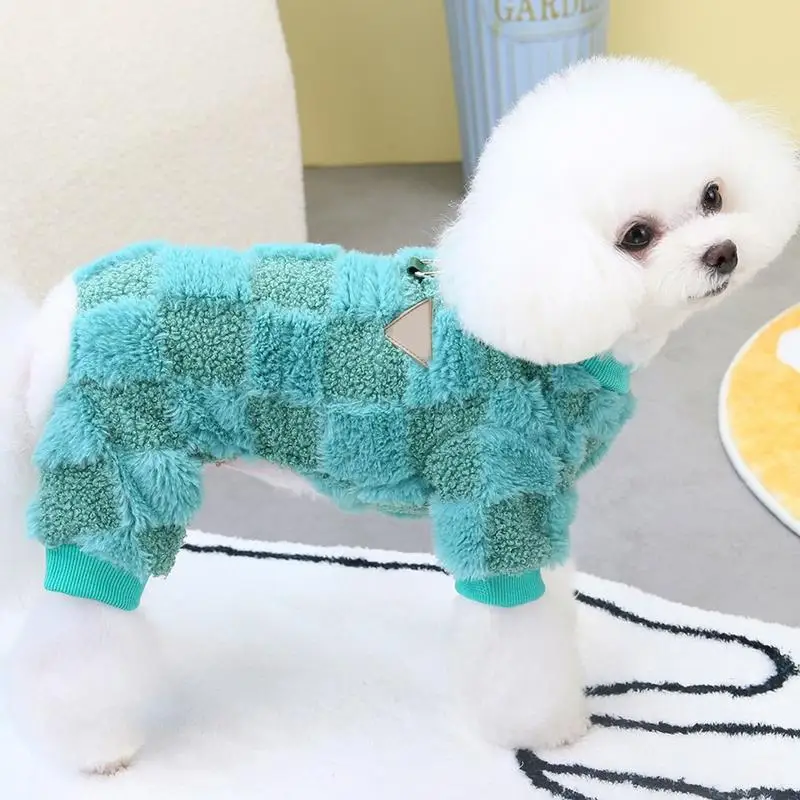 강아지 양털 재킷, 따뜻한 다리 네 개 조끼, D 링 애완 동물 옷, 가을 및 겨울 코트, 실내 야외 애완 동물 용품