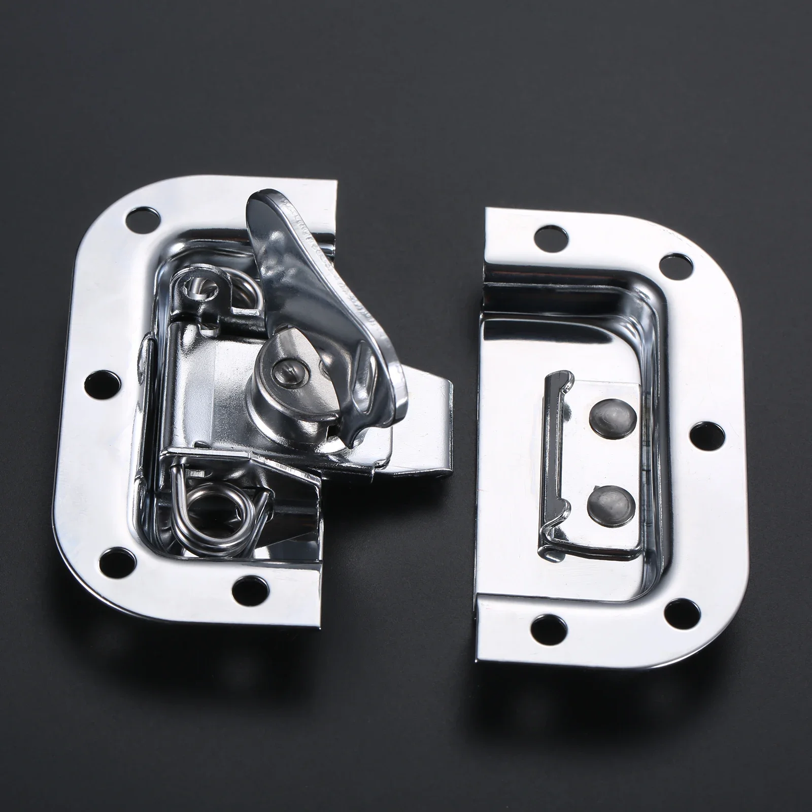 1pc Metal Butterfly Twist Latch 82*77mm Built-in Invisible Lock Spring Loaded Recessed Buckle Road Case Flight Box Toolbox Chest